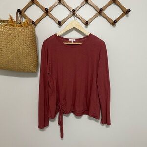 Sundry Deep Red Long Sleeve Blouse